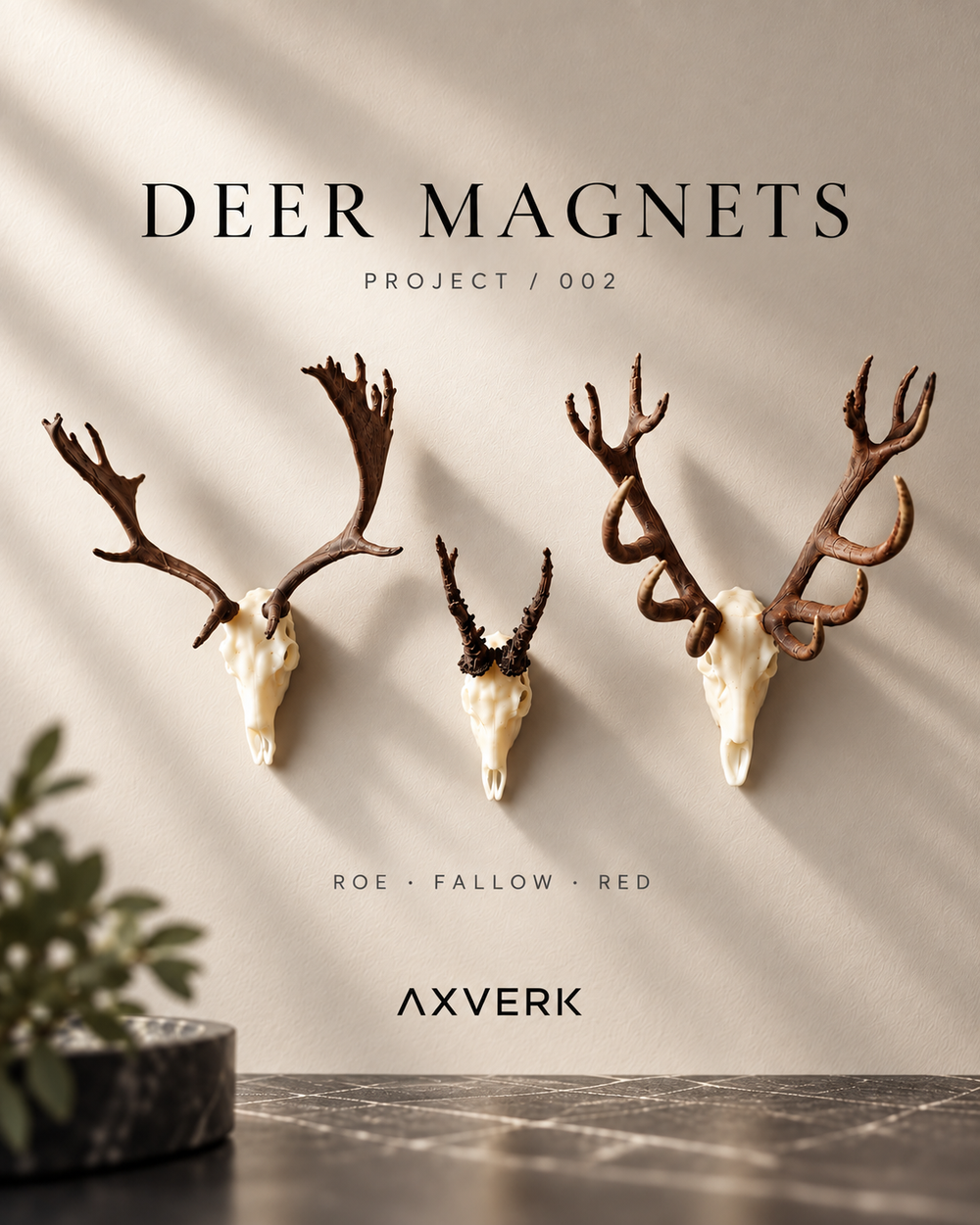 AXVERK Deer Magnets collection with Roe, Fallow and Red Deer