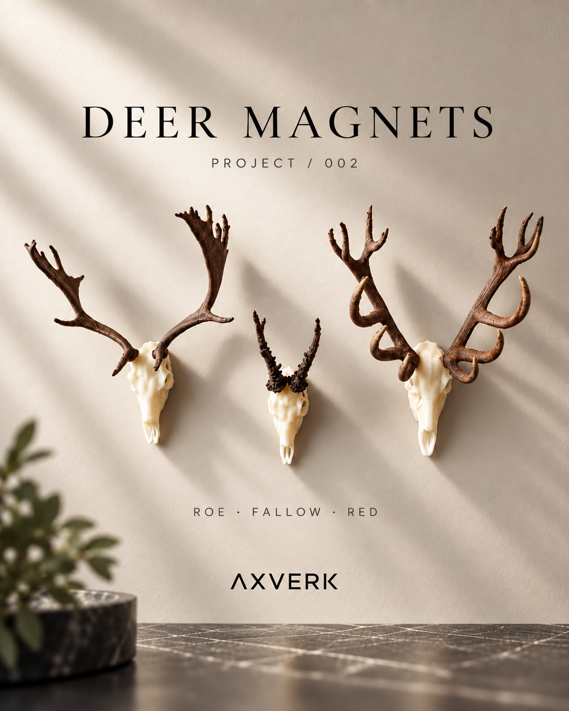 AXVERK Deer Magnets collection with Roe, Fallow and Red Deer
